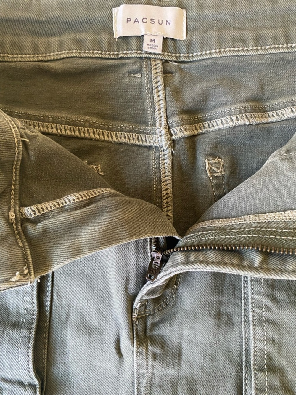 Pacsun Olive Green Cargo Pocket Midi Skirt with Front Slit - Picture 4 of 6